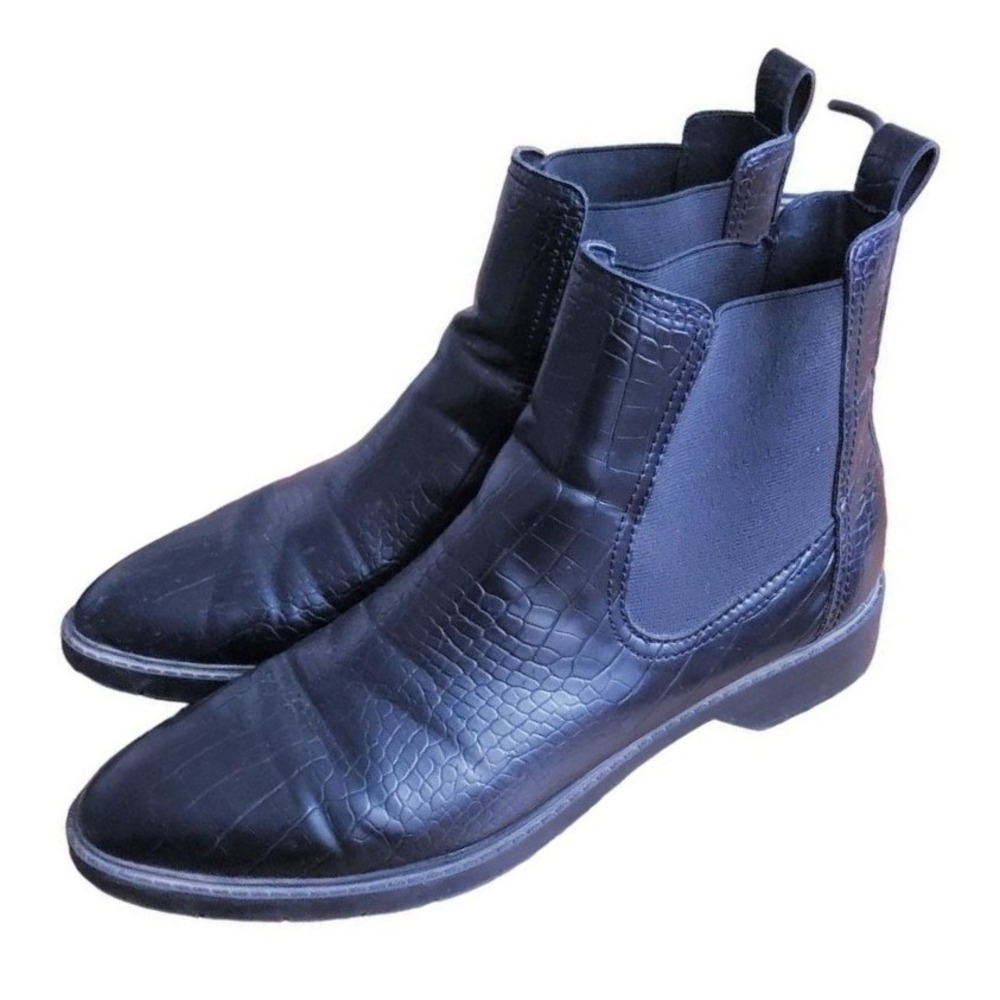 Treasure and Bond Boots size 9 pull on faux‎ croc black  almond toe
